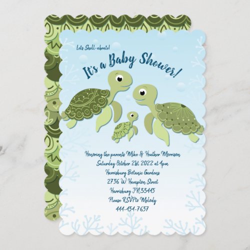 Sea Turtle Baby Shower Co_Ed Gender Neutral Invitation