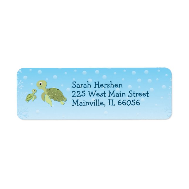 Sea Turtle Baby Shower Co-Ed Gender Neutral Label (Front)