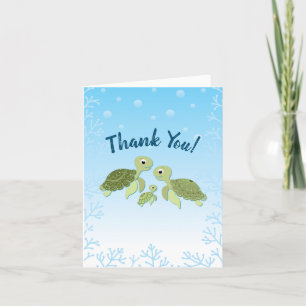 Sea Turtle Baby Shower Co-Ed Gender Neutral Letterpress Thank You Card