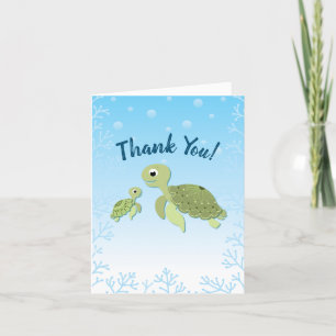 Sea Turtle Baby Shower Co-Ed Gender Neutral Letterpress Thank You Card