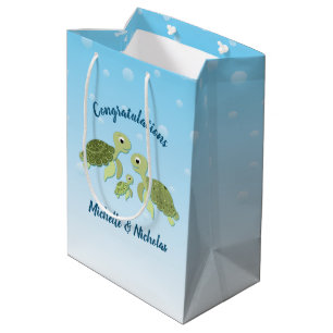 Sea Turtle Baby Shower Co-Ed Gender Neutral Medium Gift Bag
