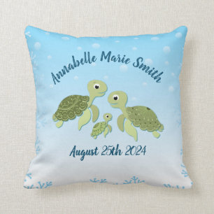 Sea Turtle Baby Shower Co-Ed Gender Neutral Throw Pillow