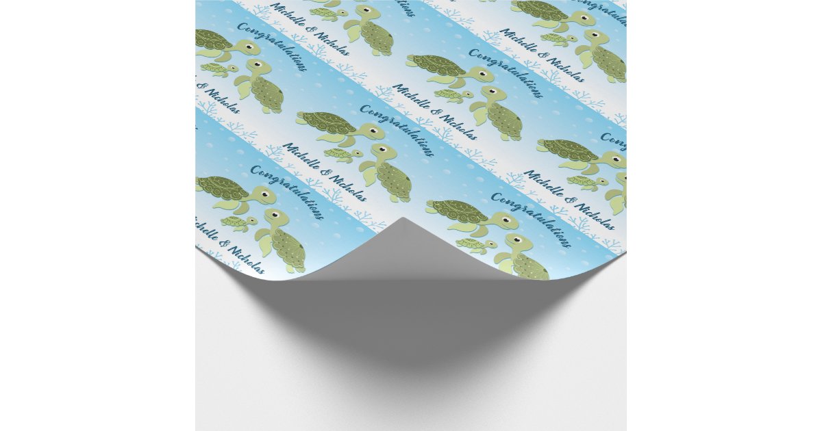Sea Turtle Personalized Name Baby Shower Wrapping Paper - Ocean, Beach -  Graphic Spaces