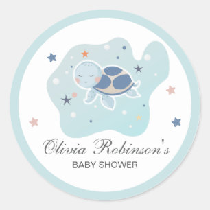 Sea Turtle Baby Shower Cute Ocean Classic Round Sticker