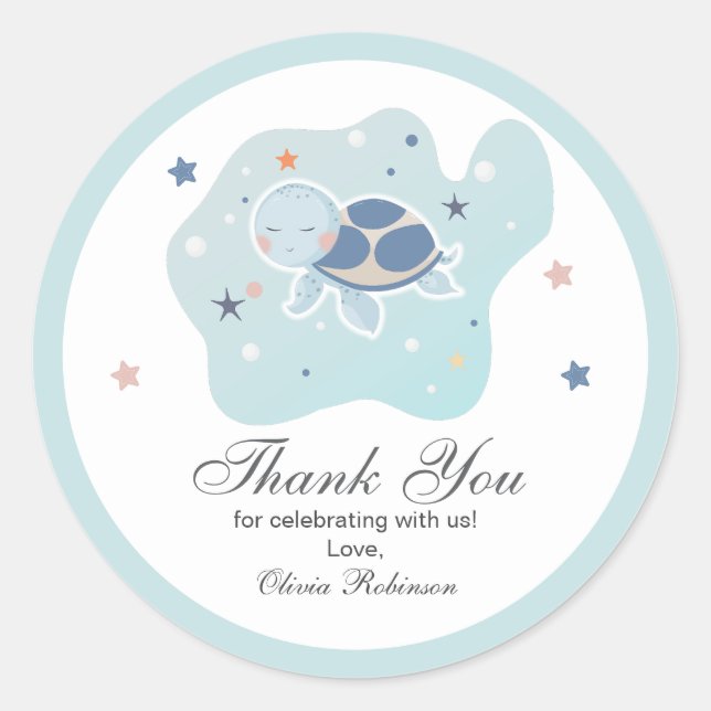 Sea Turtle Baby Shower | Cute Ocean Classic Round Sticker (Front)
