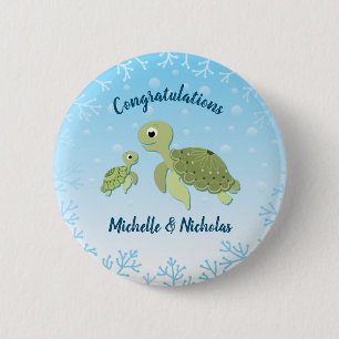 Sea Turtle Baby Shower Cute Under the Sea Button