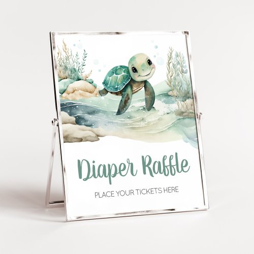 Sea Turtle Baby Shower Diaper Raffle Poster