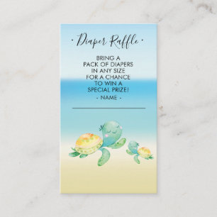 Sea Turtle Baby Shower Diaper Raffle Ticket Enclosure Card