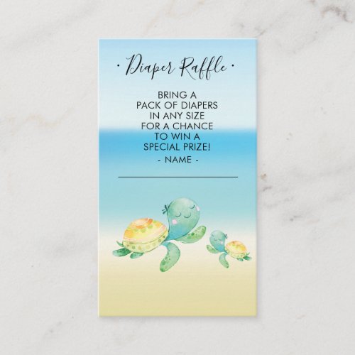 Sea Turtle Baby Shower Diaper Raffle Ticket Enclosure Card