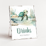 Sea Turtle Baby Shower Drinks Poster<br><div class="desc">Make your event special with this Under The Sea Baby Shower with our cute and lovely printable Drinks Sign featuring adorable Boy Baby Shower theme. Download,  personalize,  and create lasting memories with this perfect touch for your joyous celebration!

BS712</div>