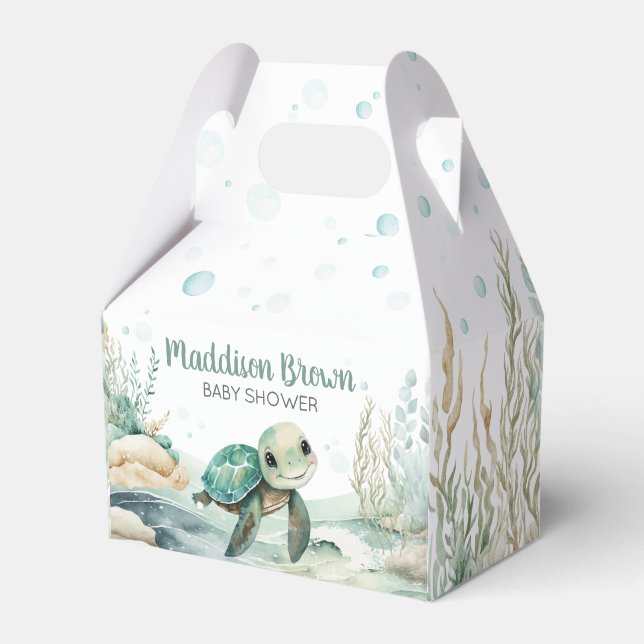 Sea Turtle Baby Shower Favor Boxes (Front Side)