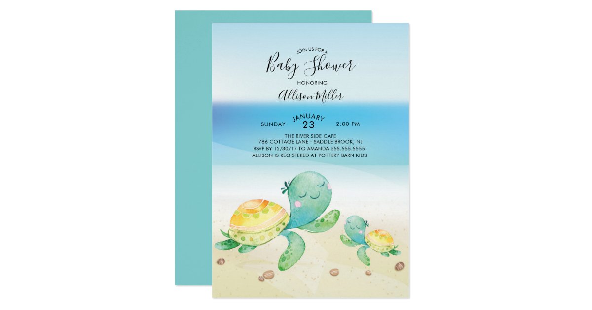 Sea Turtle Baby Shower Invitation Zazzle Com