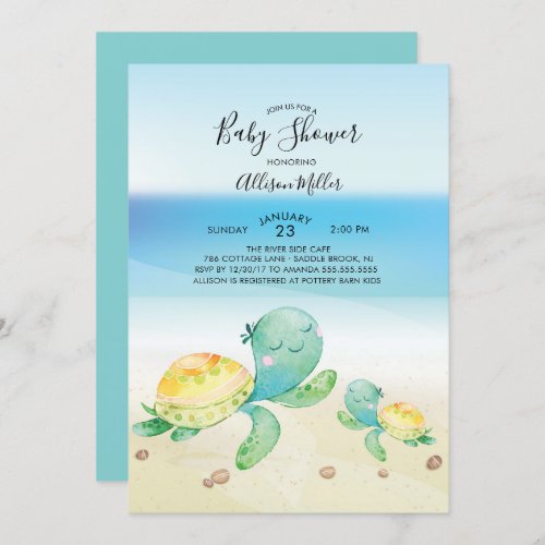 Sea Turtle Baby Shower Invitation