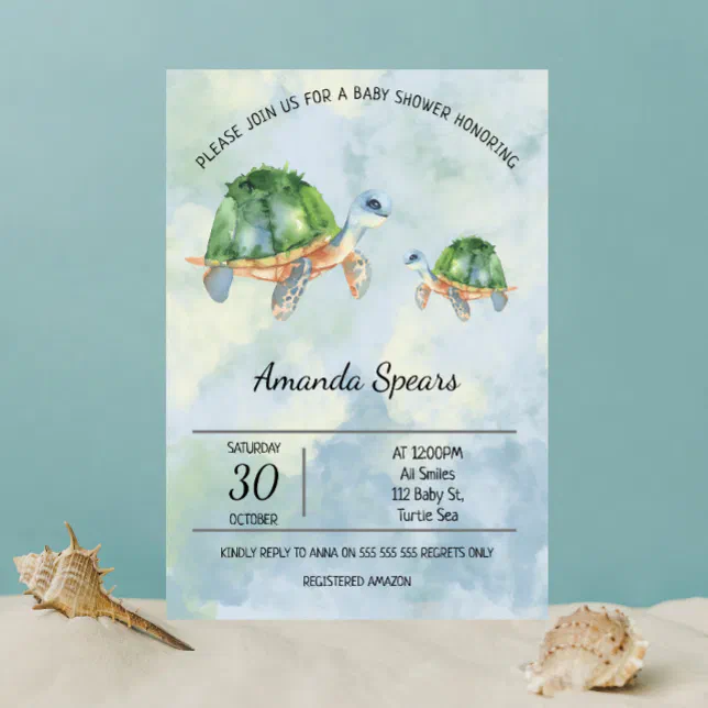 Sea Turtle Baby Shower Invitation Zazzle