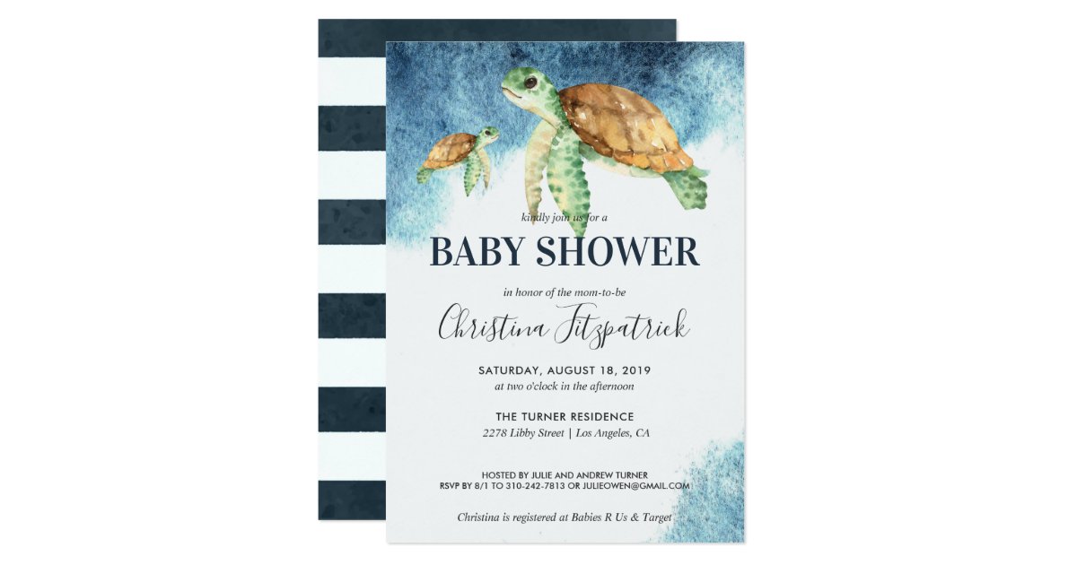 Sea Turtle Baby Shower Invitation Zazzle Com
