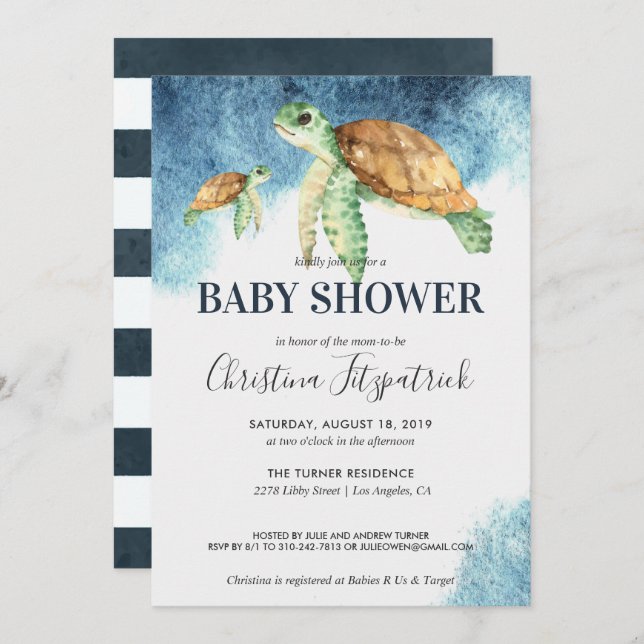 Sea Turtle | Baby Shower Invitation (Front/Back)
