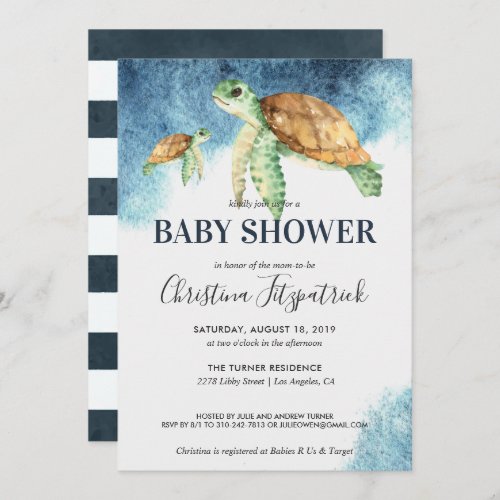 Sea Turtle  Baby Shower Invitation