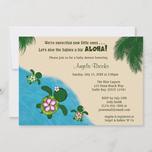 Sea TURTLE Baby Shower Invite TWIN Honu 01C2