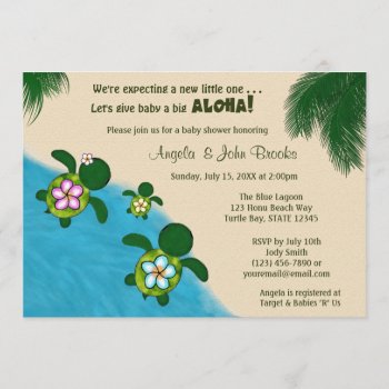 Sea Turtle Baby Shower Invite Yellow (honu) 03b by MonkeyHutDesigns at Zazzle