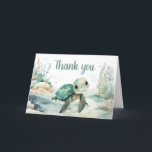 Sea Turtle Baby Shower  Letterpress Thank You Card<br><div class="desc">Express your gratitude with Under The Sea Baby Shower Thank You Card Printable,  a perfect way to share your heartfelt thanks. Adorned with adorable baby motifs this customizable card adds a touch of sweetness to your appreciation. Personalize to convey your thanks in the most charming and memorable way!

BS712</div>
