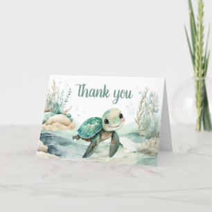 Sea Turtle Baby Shower  Letterpress Thank You Card