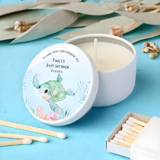 Sea Turtle Baby Shower Mini Candle (Blue) Favors
