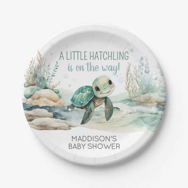 Sea Turtle Baby Shower Paper Plates (Front)