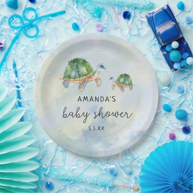 Sea Turtle - baby shower  Paper Plates (Party)