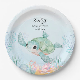 Sea Turtle Baby Shower Paper Plates