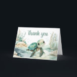 Sea Turtle Baby Shower  Thank You Card<br><div class="desc">Express your gratitude with Under The Sea Baby Shower Thank You Card Printable,  a perfect way to share your heartfelt thanks. Adorned with adorable baby motifs this customizable card adds a touch of sweetness to your appreciation. Personalize to convey your thanks in the most charming and memorable way!

BS712</div>