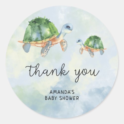 Sea Turtle _ baby shower thank you Classic Round Sticker