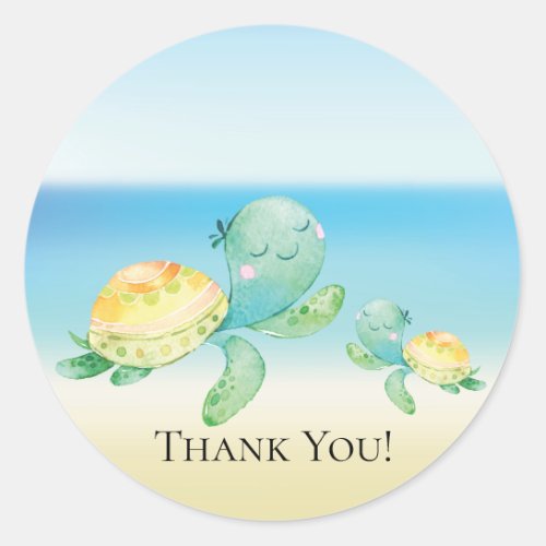 Sea Turtle Baby Shower Thank You Favor Sticker