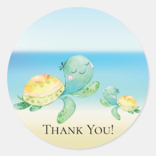 Sea Turtle Baby Shower Thank You Favor Sticker