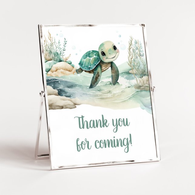 Sea Turtle Baby Shower Thank you for Coming Poster (A Little Hatching Is On the Way Baby Shower Thank you for Coming Sign)