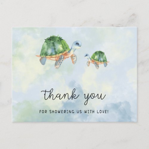 Sea turtle _ baby shower thank you  postcard