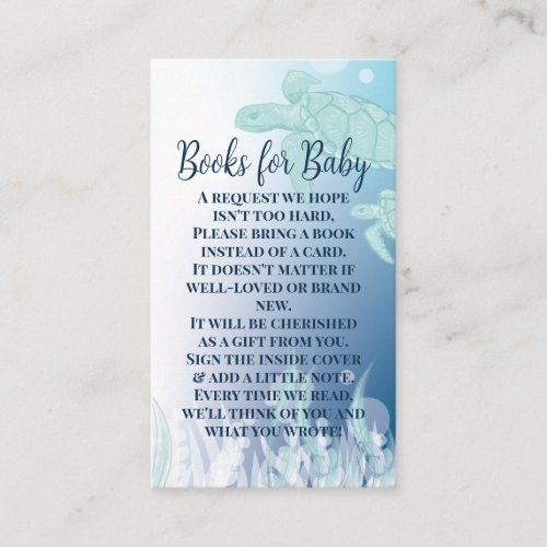 Sea Turtle Baby Shower Under the Sea Books Enclosure Card