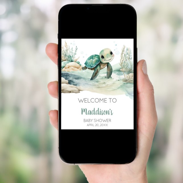 Sea Turtle Baby Shower Welcome Poster (Front Digital)