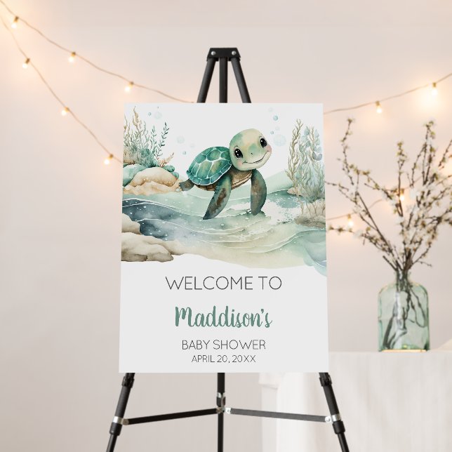 Sea Turtle Baby Shower Welcome Sign (In Situ (Stand))
