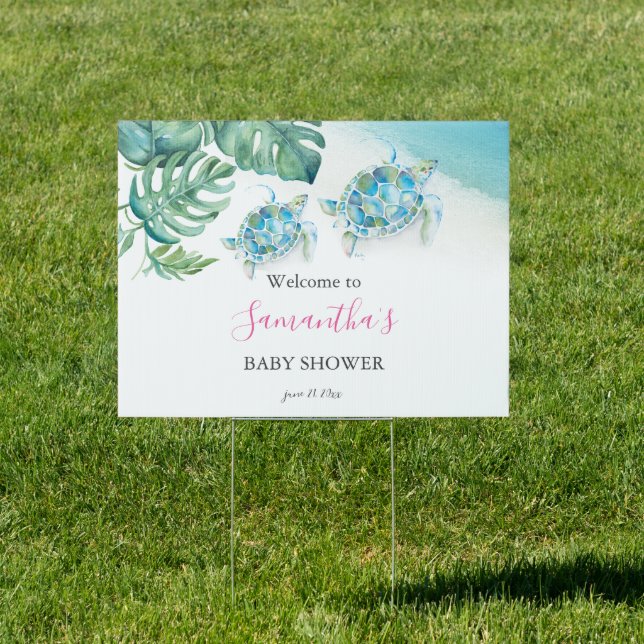 Sea Turtle Baby Shower Welcome Sign (Insitu)