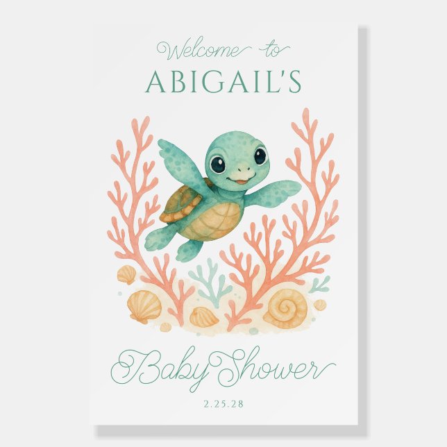 Sea Turtle Baby Shower Welcome Sign (Front)