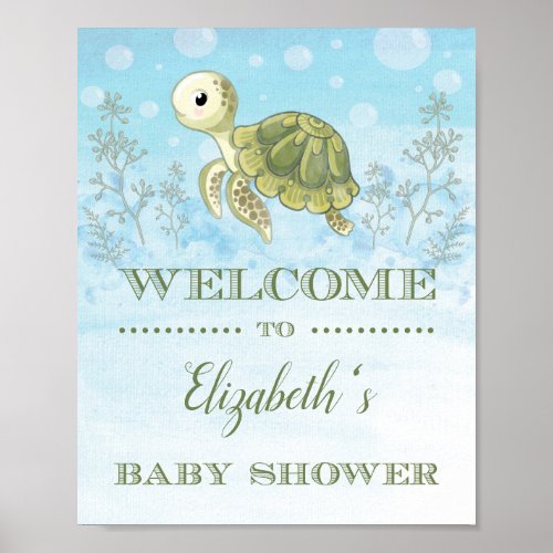 Sea Turtle Baby Shower Welcome Sign Beach Ocean