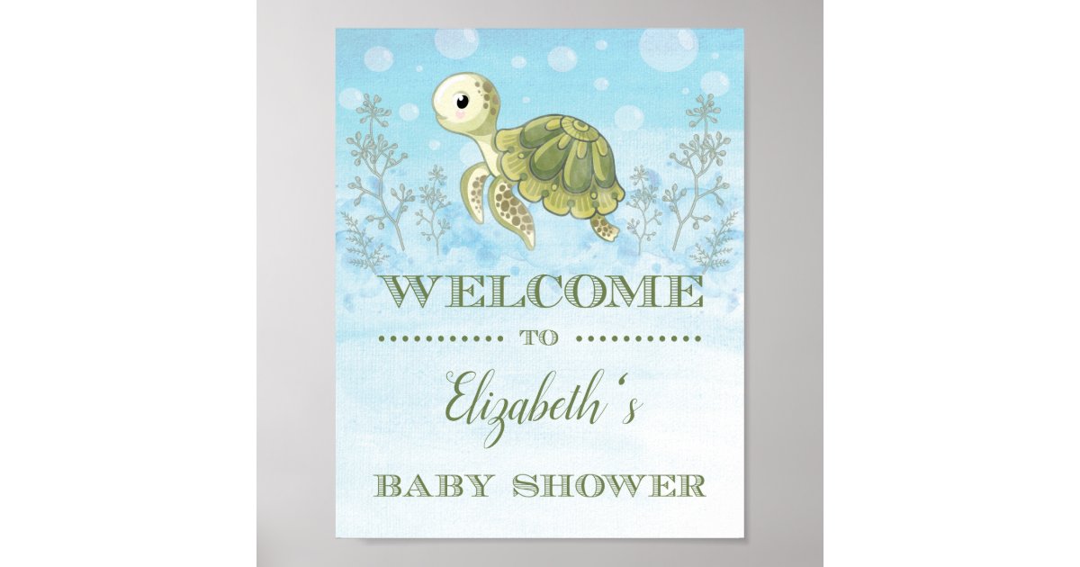Sea Turtle Baby Shower Welcome Sign Beach Ocean Zazzle Com