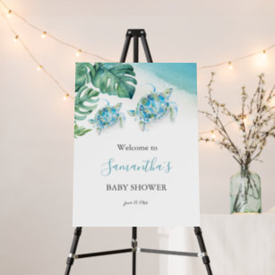 Sea Turtle Baby Shower Welcome Sign Watercolor