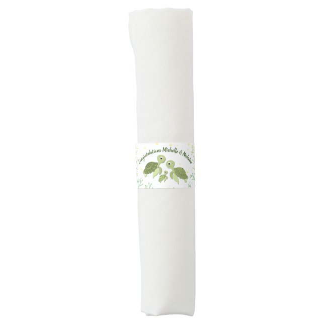 Sea Turtle Baby Shower White Napkin Bands (Front)