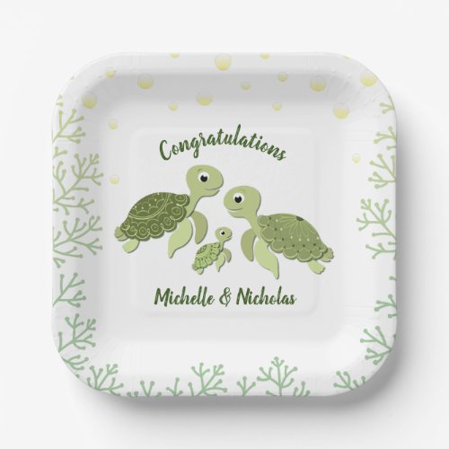 Sea Turtle Baby Shower White Paper Plates 7