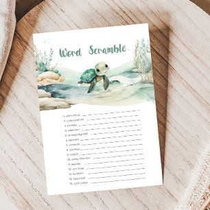 Sea Turtle Baby Shower Word Scramble Game