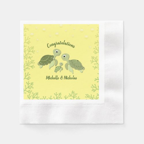 Sea Turtle Baby Shower Yellow Napkins v2