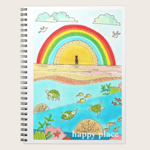 Sea Turtle Beach Adventure Happy Place Notebook
