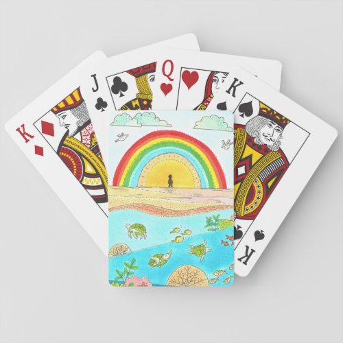 Sea Turtle Beach Adventure Happy Place Playing Cards