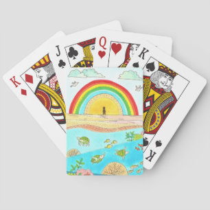 Sea Turtle Beach Adventure Happy Place Poker Cards
